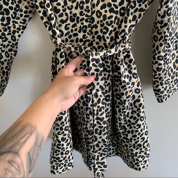 Maje Guillaume Leopard-print Stretch cotton Trench Coat Size 40 - Picture 10 of 14